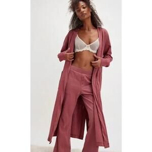 Free People Intimately Slub Jersey Longline Robe Duster Dried Currant Size Small
